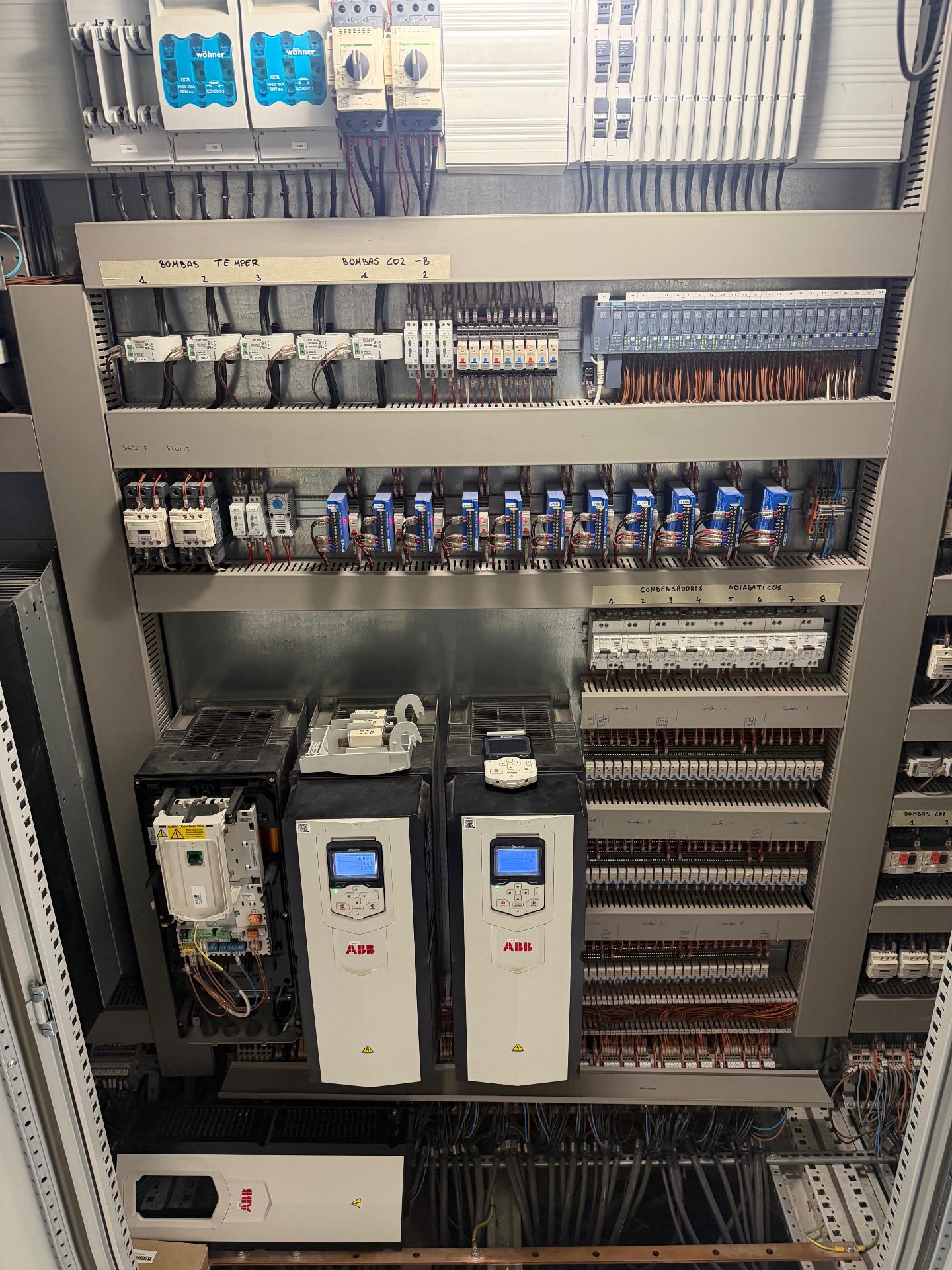 Cuadro eléctrico industrial con variadores ABB