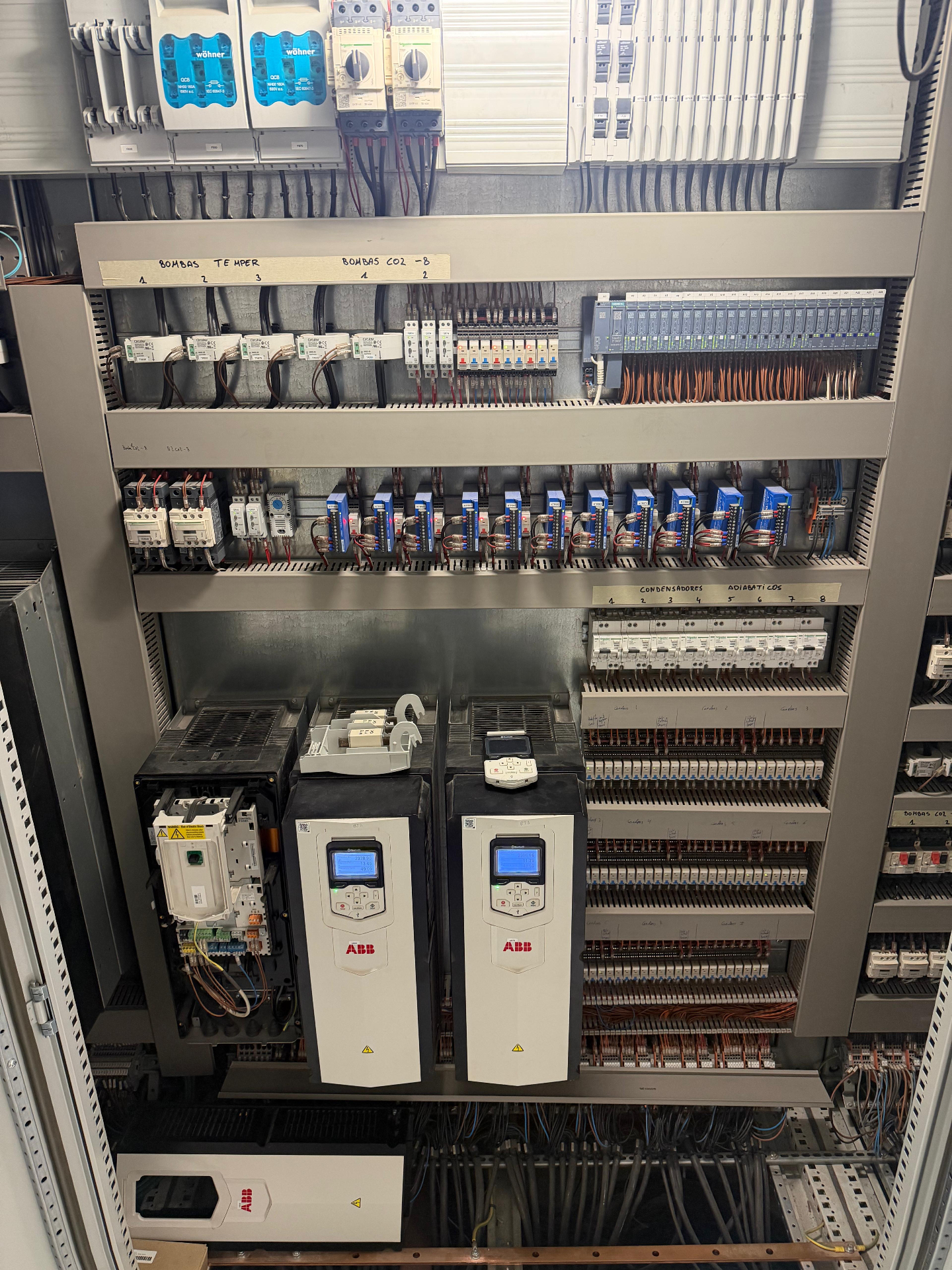 Cuadro eléctrico industrial con variadores ABB